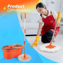 Macromax Focus 360° Floor Magic Spin Mop Bucket Set Microfibre Rotating Dry Head