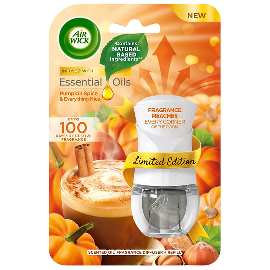 Air Wick Pumpkin Spice Everything Nice Scent Oil Air Fragrance Diffuser & Refill