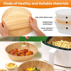 Air Fryer Disposable Non-Stick Baking Steamer Liner Paper Parchment Round 50Pcs