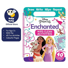 Disney Princess Clean & Wipe Activities For Girls Kids Draw Write Repeat