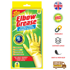Elbow Grease Household Large Rubber Gloves Strong Non Slip Durable Washing Up