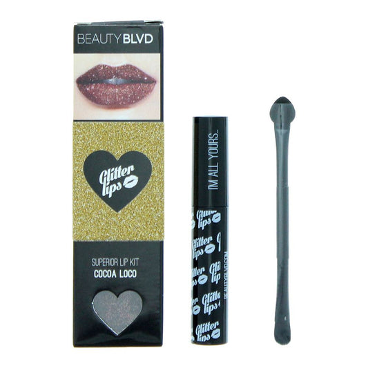 Beauty Blvd Glitter Lips Cocoa Loco Set: Gloss Bond 3.5ml -Glitter 3g -Lip Brush